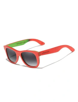 Kingseven Handmade Natural Wooden Red Sunglasses Polarized Gradient Lens - Red