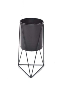 Iron Metal Flower Pot In Stand Modern Nordic Home Decor - Black - Large - Triangle