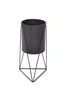 Iron Metal Flower Pot In Stand Modern Nordic Home Decor - Black - Large - Triangle, hi-res