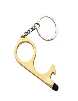 Multi-Purpose Touch Tool Hygienic No-Contact Keychain - Gold