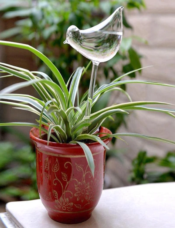 Self Watering Glass Bird Garden Decoration - Swan, hi-res image number null
