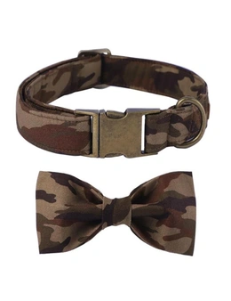 Camo Dog Collar And Bow Tie Adjustable Camouflage Design Pet Collar