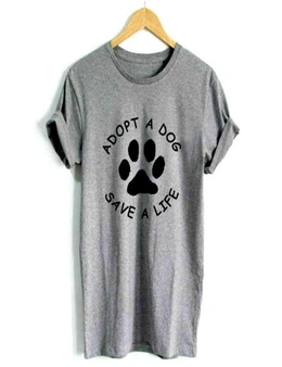 Adopt A Dog Save A Life Print Cotton Tee - Black - Xxxl