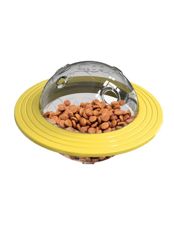 Ufo Flying Frisbee Feeder For Dogs Pet Toy - Yellow, hi-res image number null
