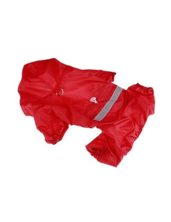 Reflective Dog Raincoat With Hood - Red - Xs, hi-res image number null