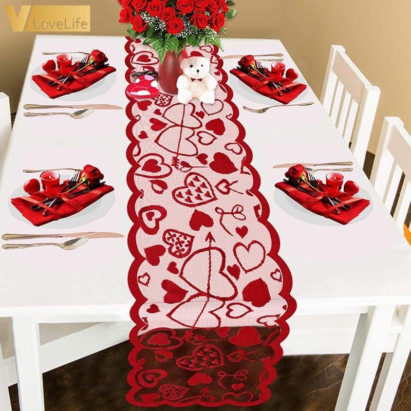 Seliem Saint Valentin Love Hearts Table Runner, Be Maroc