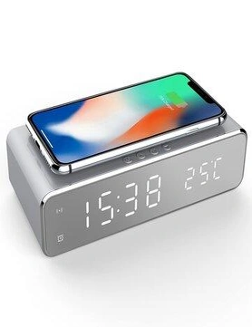 Usb Digital Led Wireless Charger And Alarm Clock With Thermometer For Samsung Huawei, hi-res image number null