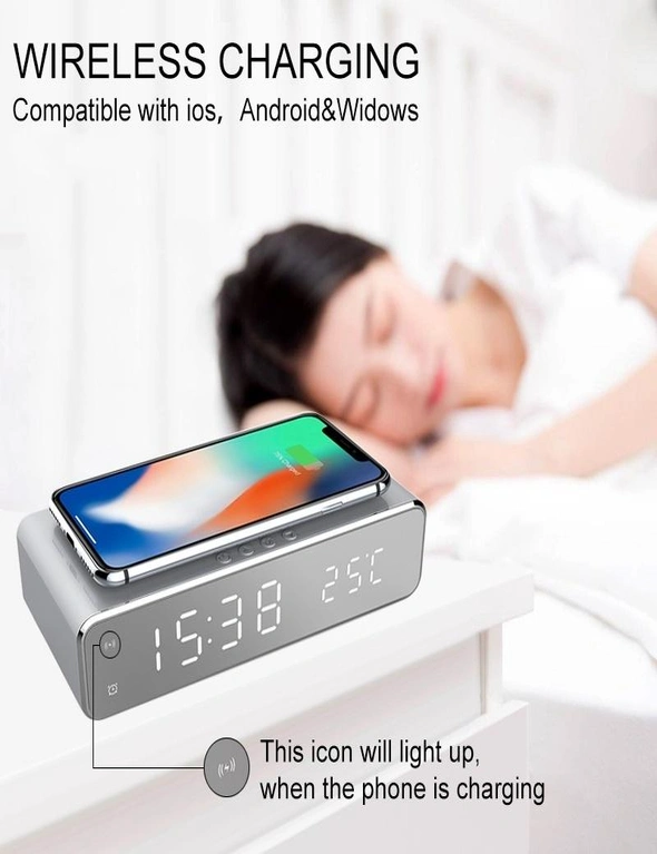Usb Digital Led Wireless Charger And Alarm Clock With Thermometer For Samsung Huawei, hi-res image number null