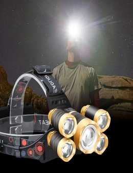 Outdoor Lighting Headlamp Rechargeable Led Head Lamp With Red Light Super Bright Flashlight Waterproof Forehead Light For Adults Kids Camping Fishing Hiking Outdoor Zoomable Headlight - Red
