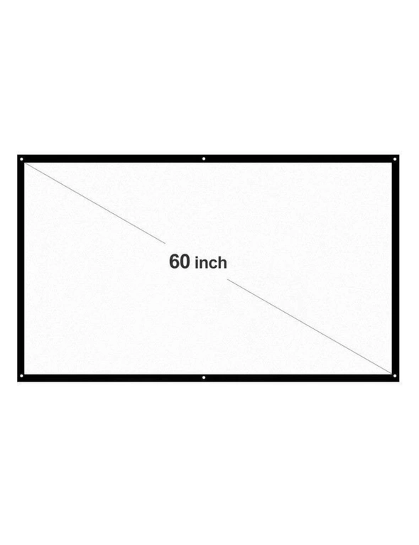Projector Screens 60 Portable Screen Hd 169 White 60 Inch Diagonal Projection Foldable Home Theatre For Wall Indoors Outdoors - White, hi-res image number null