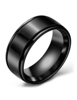 Rings Mirrored Two-Slot Stainless Steel Ring - Black 9 - Black