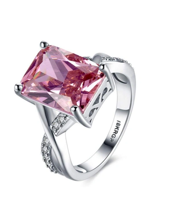 Rings White Gold Plated Pink Cz Zircon Shiny Bling Luxurious - Gold, hi-res image number null