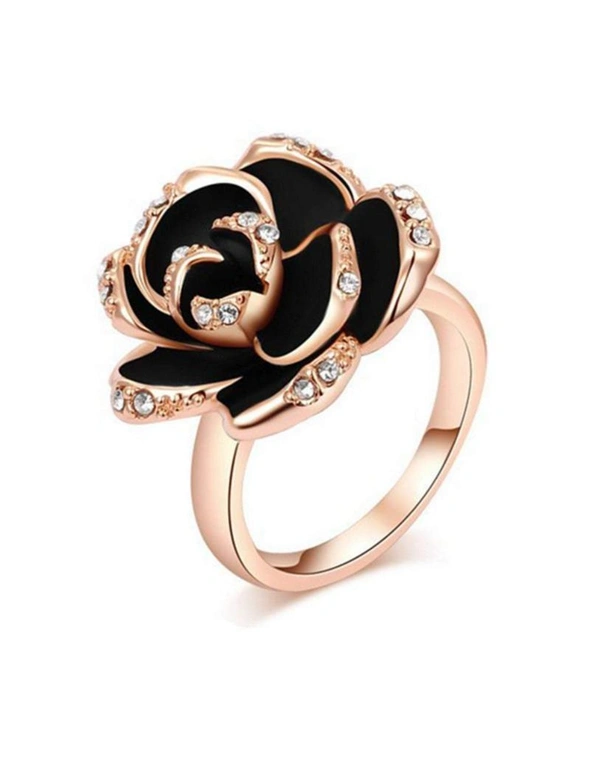 Rings Crystal Rose Plated Jewellery Black - Rose, hi-res image number null