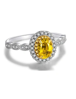 Rings White Gold Plated Yellow Cubic Zirconia Ring - Yellow