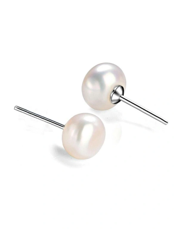 Earrings White Pearl S925 Sterling Silver Stu Ball - Pear, hi-res image number null