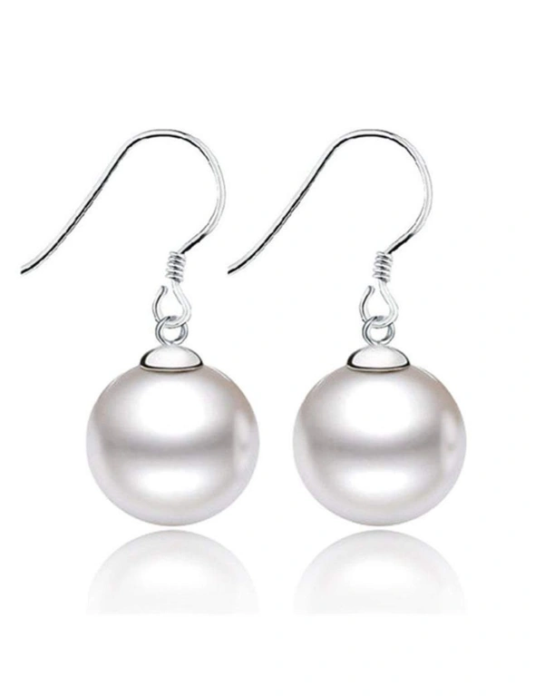 Earrings Exquisite Shell Beads Sterling Silver Freshwater Cultured Pearl Dangle Studs - Pear, hi-res image number null