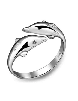 Rings Women Lovely Dolphin Ring Adjustable Finger Opening - Silver