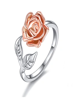 Rings Rose Flower Ring For Women Mother's Day Gift Adjustable Wrap Open - Rose