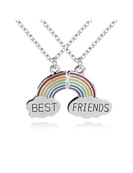 Necklaces 2 Pcs Rainbow Cloud Stitching Best Friends Pendant Necklace For Good Friend's Gift - Rainbow