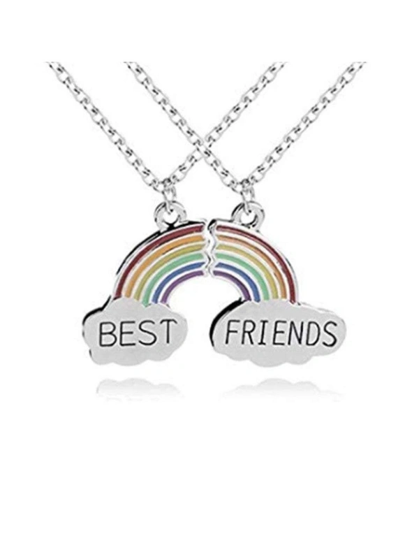 Necklaces 2 Pcs Rainbow Cloud Stitching Best Friends Pendant Necklace For Good Friend's Gift - Rainbow, hi-res image number null
