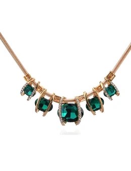 Necklaces Elegant Cube Crystal Rhinestone Charm Pendant Chain Chunky Statement Jewellery