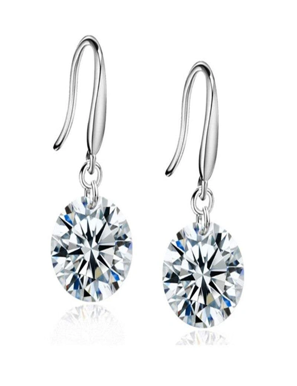 Earrings Fashion Ladies' Individual Sterling Silver 8Mm Cz Drop Zirconia - Silver, hi-res image number null