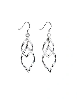 Earrings Women Classic Double Linear Loops Design Twist Wave - Copper
