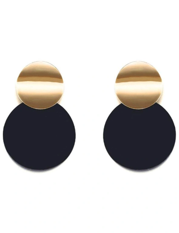 Earrings Round Curved Drop With Radiant Golden Discs For Women - Copper, hi-res image number null