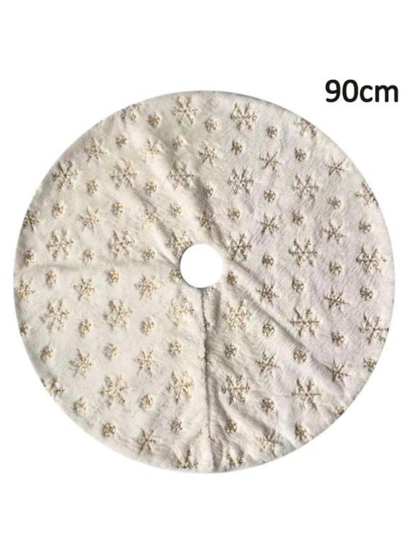 Embroidered Snowflake Christmas Tree Skirt Home Holiday Decorations, hi-res image number null