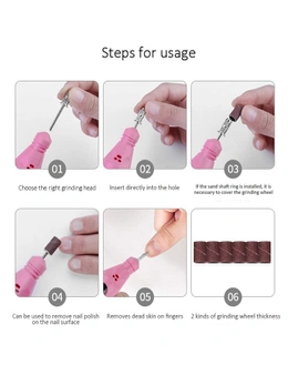 Electric Nail Files Professional Electric Nails Drill Kit For Acrylic Nails Gel Nails Portable Adjustable Speed Manicure Pedicure Polishi - Pink