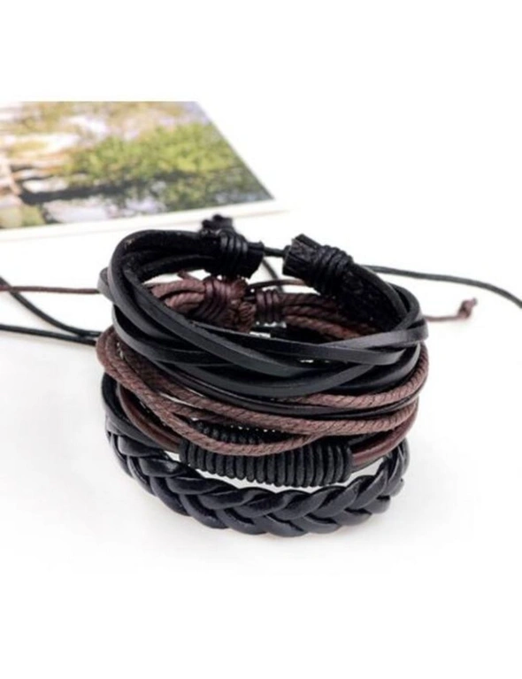 Retro Diy Woven Leather Men Bracelet 4Pcs- Multi-A, hi-res image number null