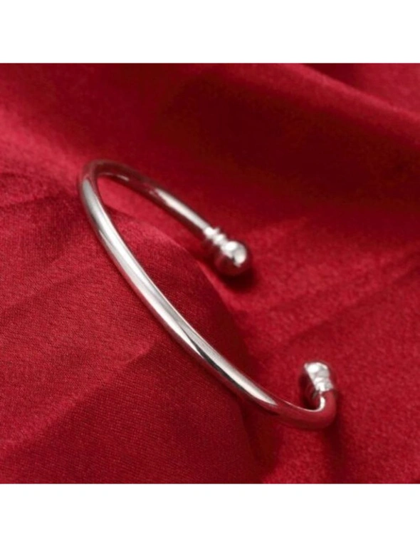 Male Double Bead Bracelet Fashion Modeling Silver Bracelet- Silver, hi-res image number null