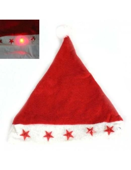 Star Lighting Christmas Hat- Red With White