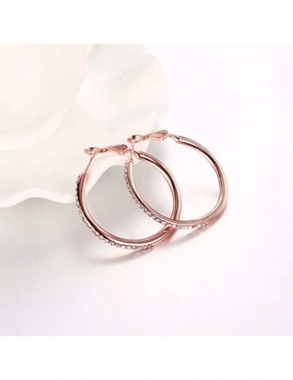 Rose Gold Round Czech Diamond Earrings- Rose Gold, hi-res image number null