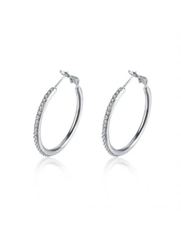 Platinum Round Czech Diamond Earrings- Silver