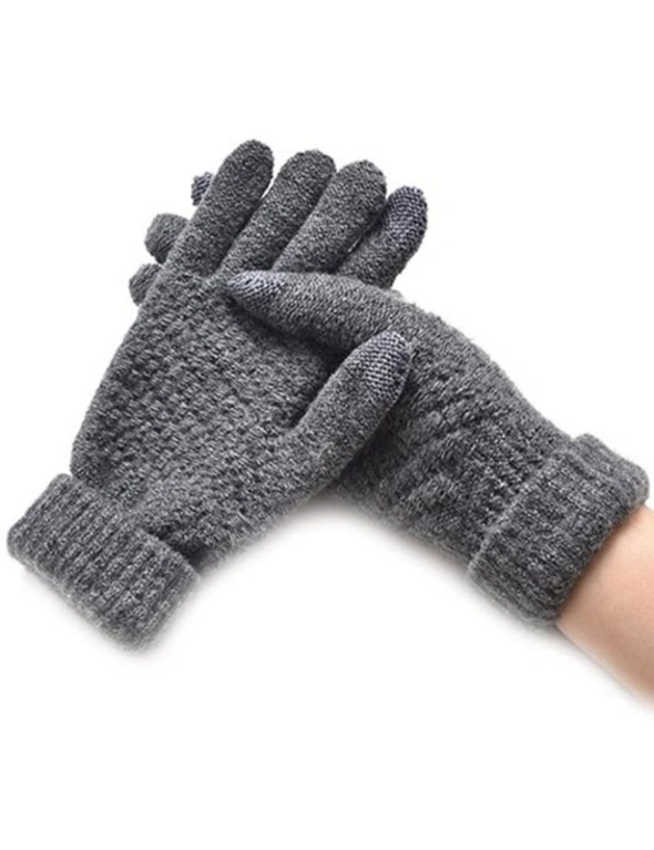 Winter Plus Velvet Thickened Anti-Needle Jacquard Touch Screen Gloves- Black, hi-res image number null