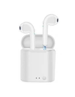 Wireless Bluetooth Earphones Mini Stereo Bass Earphone Earbuds Sport Headset With Chargin- White
