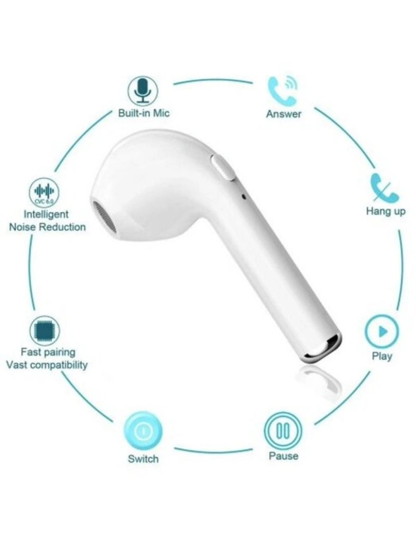 Wireless Bluetooth Earphones Mini Stereo Bass Earphone Earbuds Sport Headset With Chargin- White, hi-res image number null