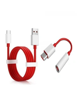 Type-C To 3.5Mm Jack Audio  Usb Type-C Quick Cable For Oneplus 7 Pro / 7 / 6T/6- Red