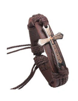 Wearable Bible Verse Cross Unisex Decor Bracelet- Brown