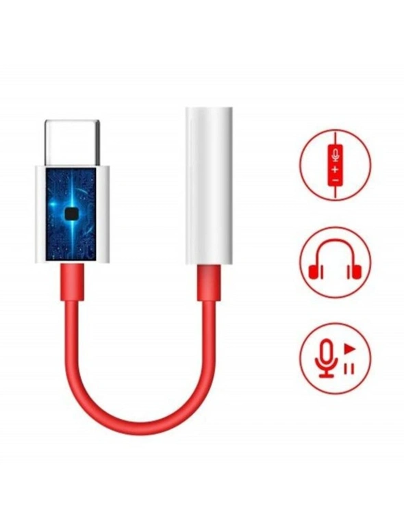 Type-C To 3.5Mm Jack Audio Adapter For Oneplus 7 Pro/ Oneplus 7/ 6T/ 6/5T/Xiaomi- Red, hi-res image number null