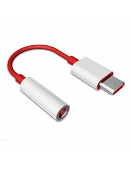 Type-C To 3.5Mm Jack Audio Adapter For Oneplus 6T / Oneplus 6 / 5T / 3T / Xiaomi- Red