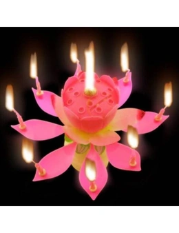 Macroart 14 Petals Flower Lotus Candle For Birthday Cake- Pink