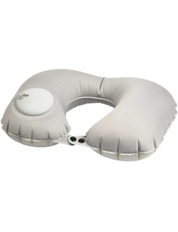 Press Inflatable U-Shaped Outdoor Travel Siesta Car Neck Pillow- Purple, hi-res image number null