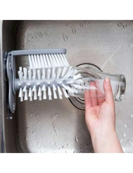 Rotating Wall Mounted Glass Cup Cleaning Brush For Kitchen- Gray