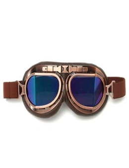 Retro Motorcycle Goggles Glasses Moto Classic Sunglasses For Harley Pilot Steampunk Copper Helmet- Yellow