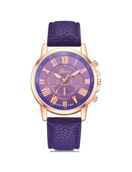 Fashion Lady Candy Color Three Eyes Casual Quartz Watch- Purple