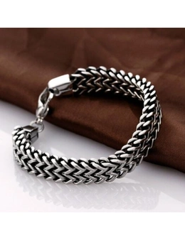 Titanium Steel Double Herringbone Bracelet- Silver One Size