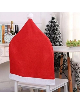 Non-Woven Christmas Hats Decorated Christmas Chair Cover 4Pcs- Red