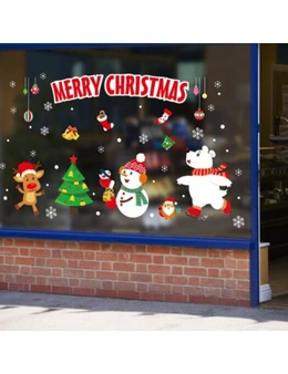 Merry Christmas Animals Pvc Window Wall Sticker- Multi